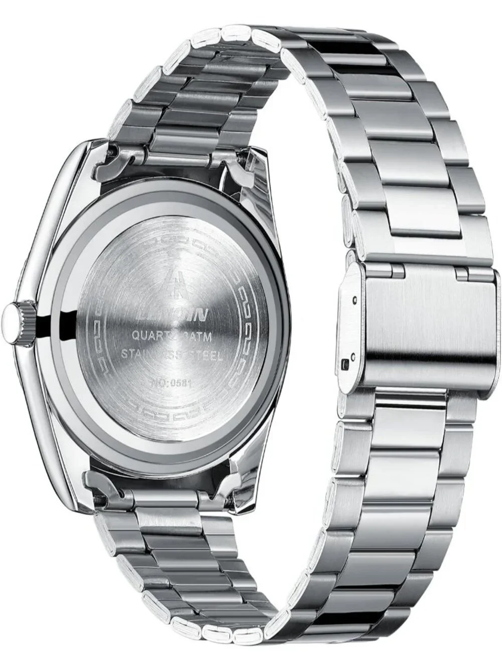 Men's Silver And Blue Face Waterproof Stainless Steel Analog Quartz Luxury Watch